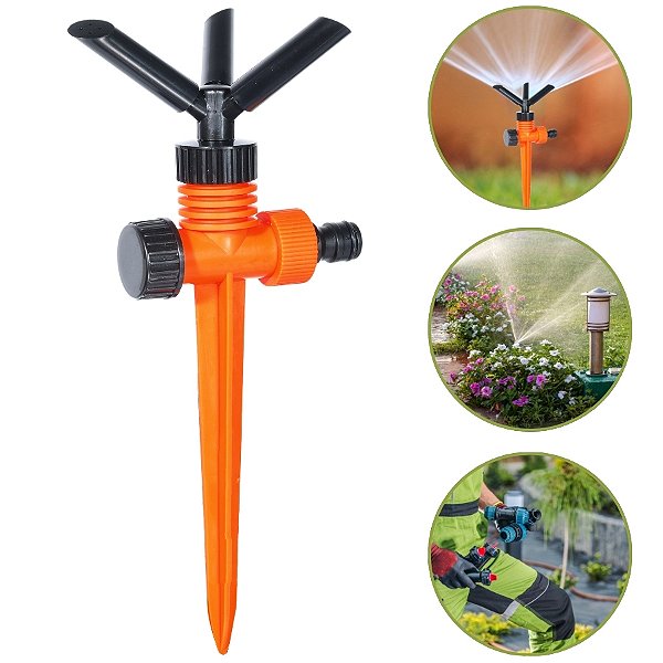 Irrigador Giratório Aspersor De Jardim com 3 Jatos