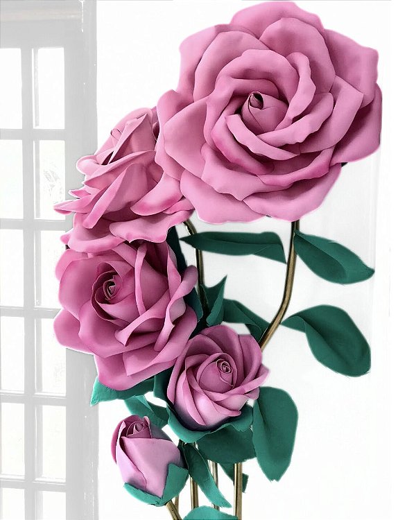 Rosa Gigante Perfeita - Pedestal com 5 Rosas