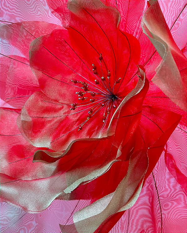Flor em Organza Clássica Edição de Natal