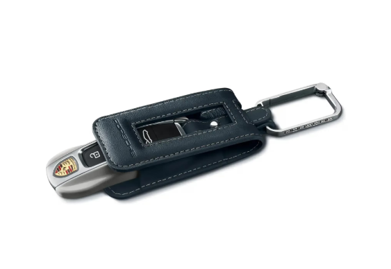 Capa de chave em couro - azul grafite