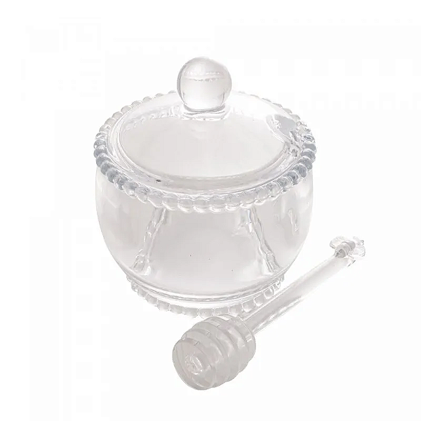 Meleira de Cristal com Colher Pearl 10cm x 10cm x 11cm