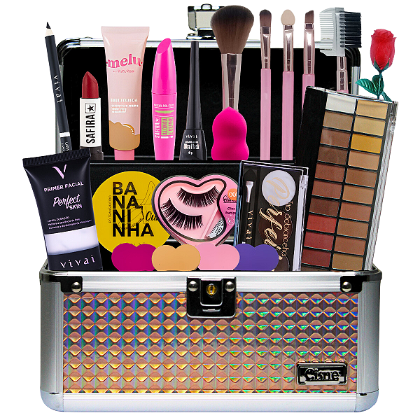 Maleta de Maquiagem Com base Ruby Rose linda Completa Mulher