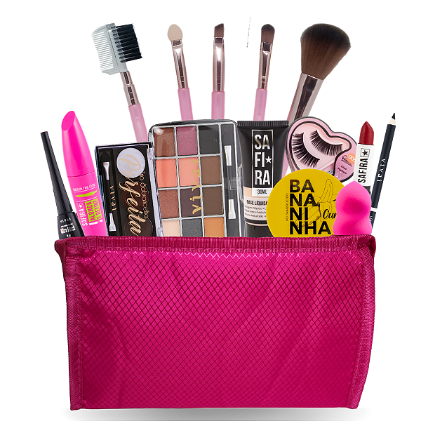 Kit De Maquiagem Completo Necessaire 16 Itens Pinceis Promoção
