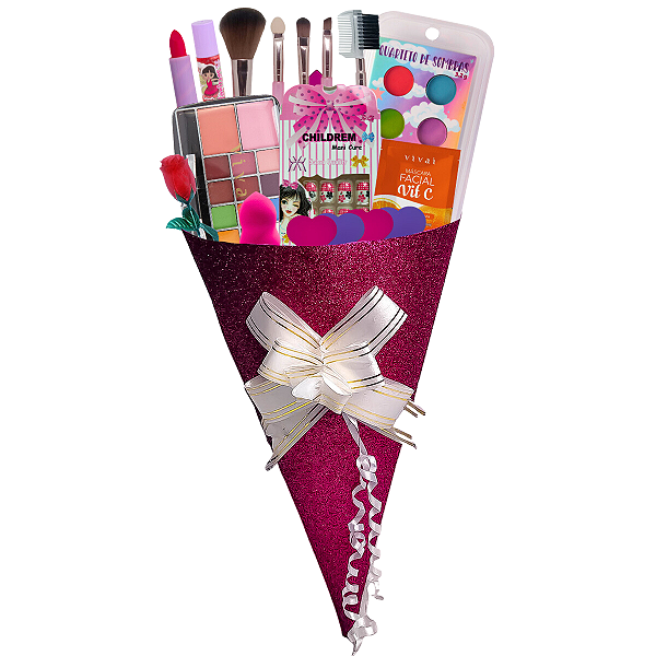Maquiagem Infantil Kit Menina Com Buque Presente Top Demais