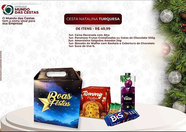 CESTA NATALINA TURQUESA