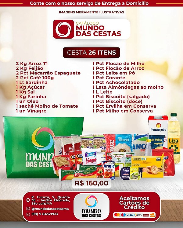 CESTA BASICA NA CAIXA DE 26 ITENS