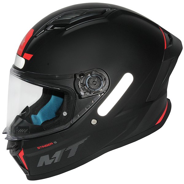 Capacete MT Helmets Stinger 2 Black Solid A1 Black Mate fechado reforçado preto