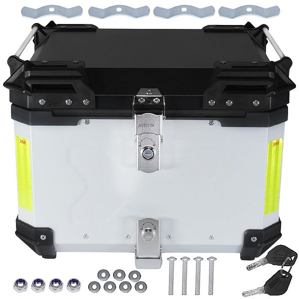 Bau bauleto de moto universal aluminio prata 55 litros grande compatível com BMW Suzuki Kawasaki Honda Yamaha