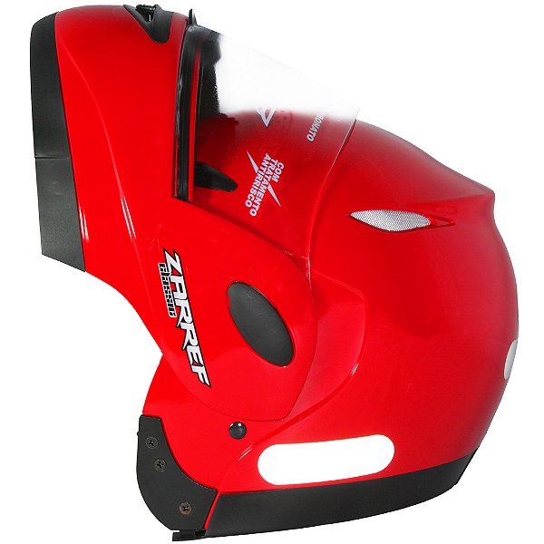 Capacete Taurus Zarref V4 Classic Robocop Modular Escamoteável Articulado Retrátil Vermelho