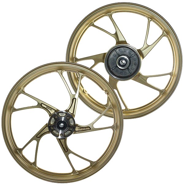 Par de rodas de alumínio liga leve freio a disco CG150 Fan Titan ESD EX 2004 a 2013 com rolamentos pé de galinha dourado