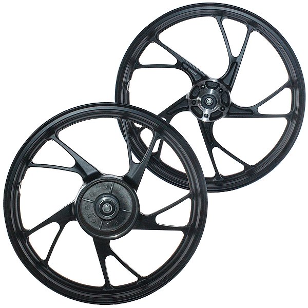 Par de rodas de alumínio liga leve freio a disco CG150 Fan Titan ESD EX 2004 a 2013 com rolamentos modelo pé de galinha