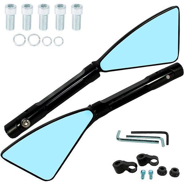 Retrovisor espelho moto modelo Rizoma Piramide CNC Honda Yamaha CG125 CG150 CG160 CB250 CB300 Twister YBR XTZ Par