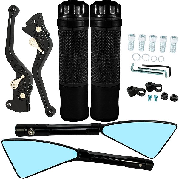 Manete de freio embreagem esportivo a disco YBR125 Factor ED 2009 a 2013 com manopla retrovisor rizoma