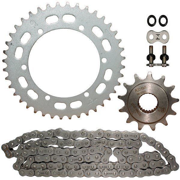 Kit relação transmissão tração XTZ250 Lander 2009 em diante XTZ250 Tenere 2011 em diante XTZ250X Motard com retentor