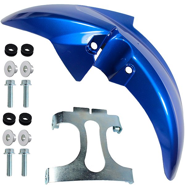 Paralama dianteiro CG150 Fan Titan 2014 a 2015 CG160 Titan 2018 azul com parafusos e suporte