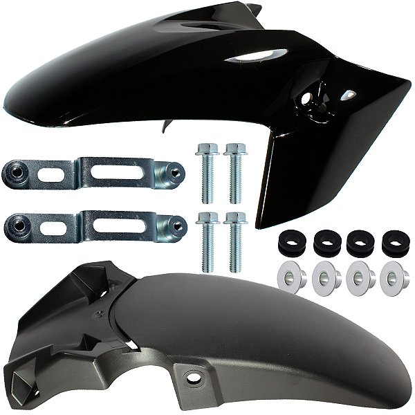 Paralama dianteiro A+B CB250 CB250F Twister 2016 a 2022 preto com parafusos e suporte