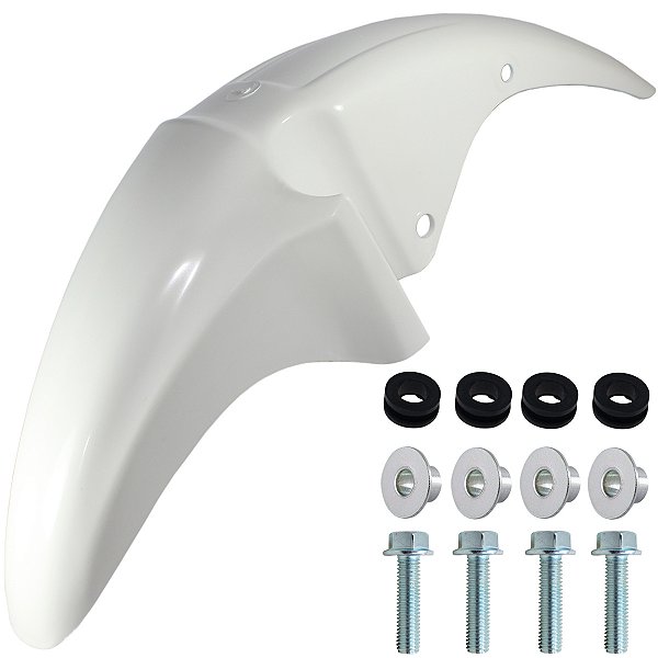 Paralama dianteiro CG150 Titan Sport 2004 a 2008 branco com parafusos