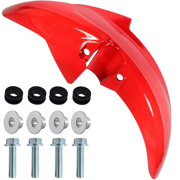 Paralama dianteiro CG160 Titan 2016 a 2018 CG160 Fan 2022 em diante vermelho com parafusos