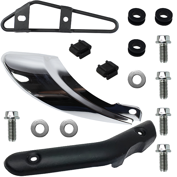 Protetor escape escapamento dianteiro e traseiro NXR125 NXR150 Bros 2003 a 2008 com suporte com parafusos e coxins