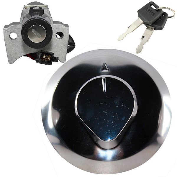 Kit conjunto travas chave ignição CG125 Fan 2014 a 2015 contato tampa do tanque 2 peças