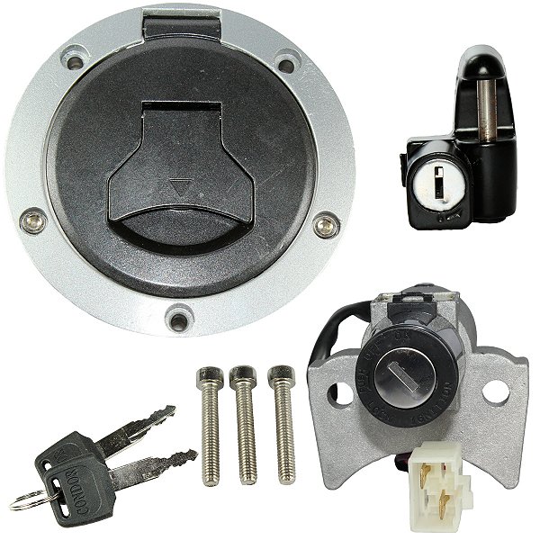 Kit conjunto travas chave ignição CG160 Fan Titan Start 2016 A 2017 contato tampa do tanque trava capacete 3 peças