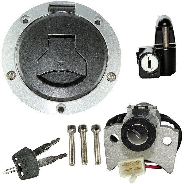 Kit conjunto travas chave ignição CG150 Titan 2014 a 2015 contato tampa do tanque trava do capacete 3 peças