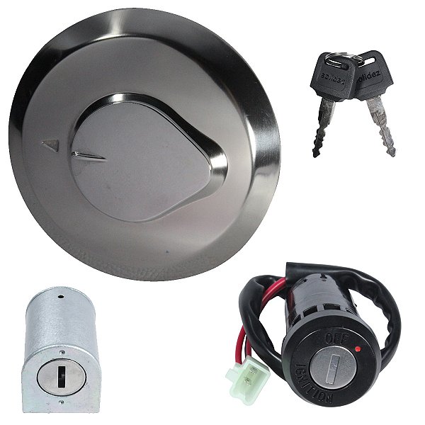 Kit conjunto travas chave ignição CG125 Fan 2009 a 2013 contato tampa do tanque trava do banco 3 peças