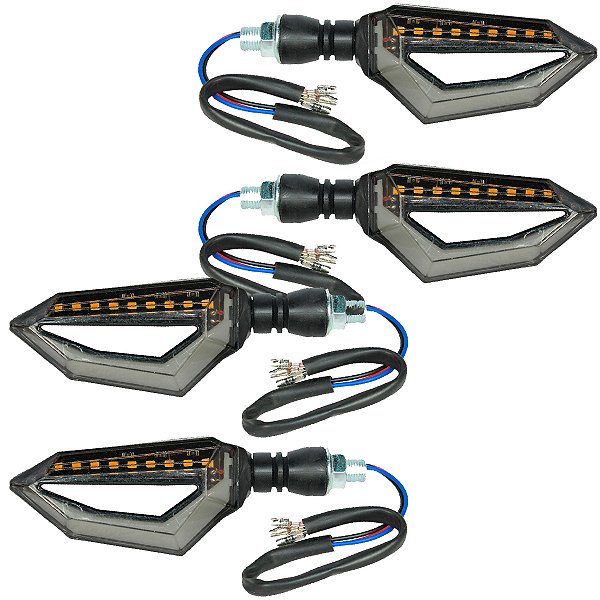 Kit 4 pisca led Vazado Universal CG125 CG150 Fan Titan CB300 XRE300 CBX250 Twister NXR125 NXR150 NXR160 Bros XRE190 YBR