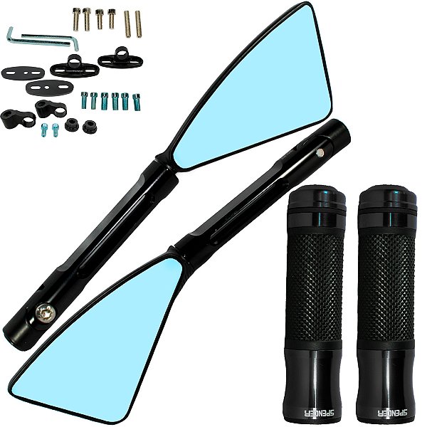 Par de manopla acelerador com retrovisor rizoma CG125 CG150 CG160 Fan Titan Start Bros XRE CB300 YBR XTZ CB250 Twister