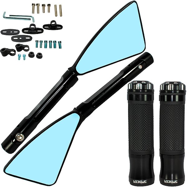 Par de manopla acelerador com retrovisor rizoma CG125 CG150 CG160 Fan Titan Start Bros XRE CB300 YBR XTZ CB250 Twister