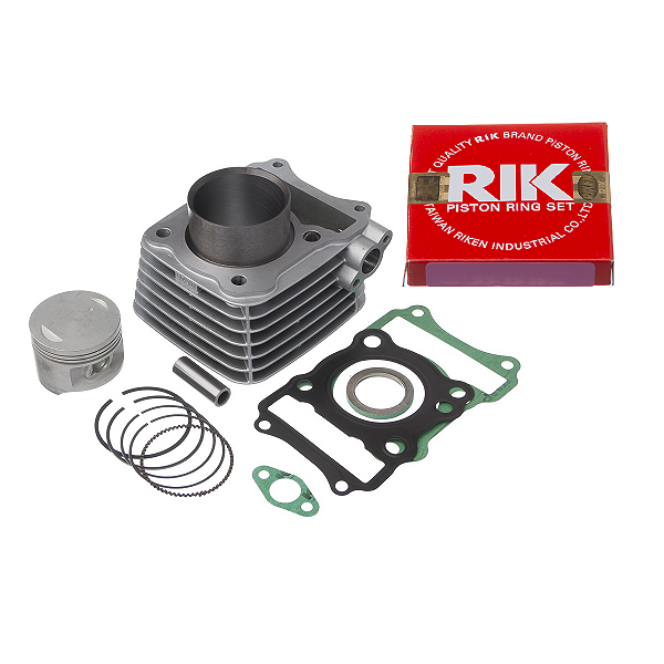 Kit motor cilindro completo KMP Premium anel Rik Intruder125 2007 a 2016 (com furo para catalisador) Suzuki