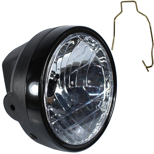 Farol completo CG150 Titan Sport 2004 a 2008 aro preto bloco globo optico