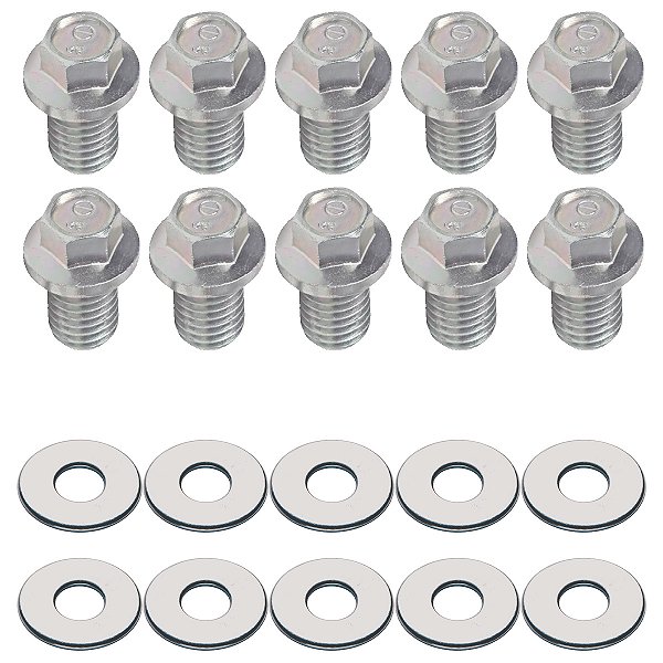 Kit 10 bujão cárter óleo CG125 CG150 CG160 YBR125 CRF250F Bros ML125 RD135 todos os modelos com arruela de alumínio