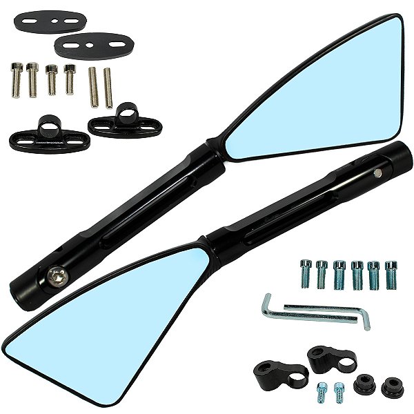 Retrovisor espelho moto modelo Rizoma Piramide CNC Honda Yamaha CG125 CG150 CG160 CB250 CB300 Twister YBR XTZ Par