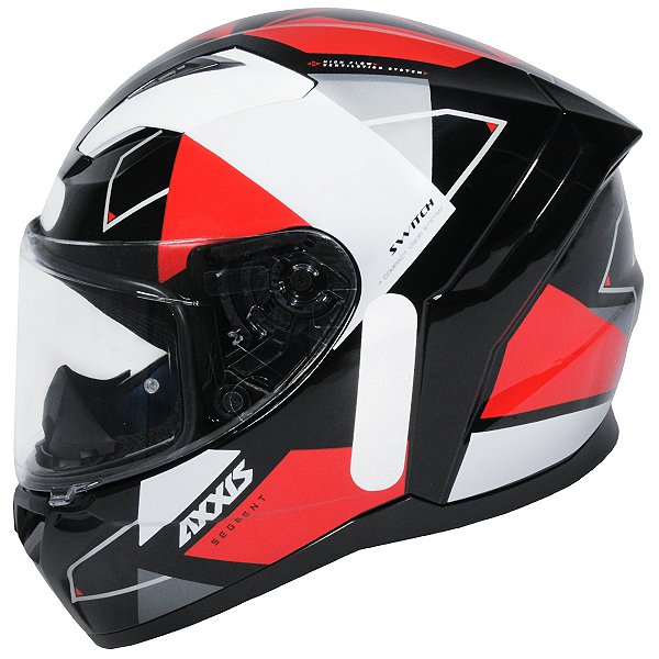 Capacete Axxis Segment Switch B5 Red Gloss fechado reforçado preto
