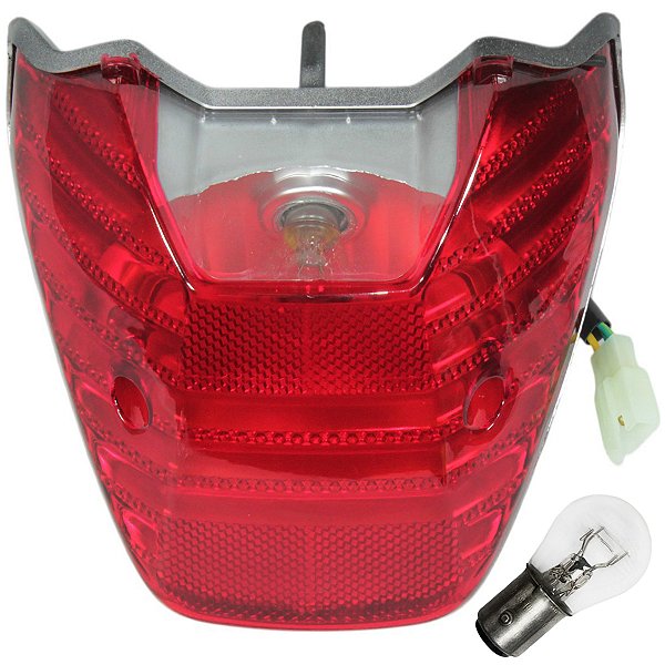Lanterna traseira completa com lâmpada CG150 Titan Sport 2004 a 2008 CG125 Fan NXR125 NXR150 Bros 2009 a 2015