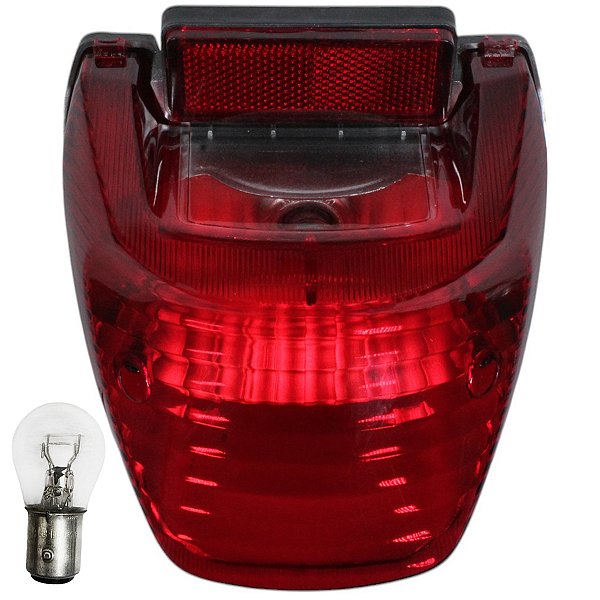 Lanterna traseira completa com lâmpada CG125 Fan Titan 2000 a 2008 vermelha