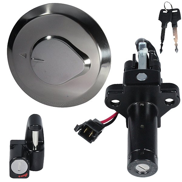Kit conjunto travas chave ignição NXR150 Bros 2006 a 2008 contato tampa do tanque trava do capacete 3 peças