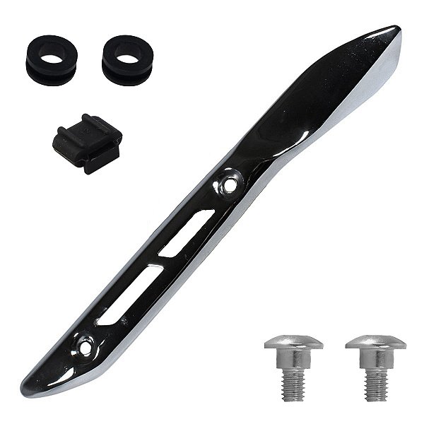 Protetor escape escapamento traseiro Biz100 Biz110 Pop100 Pop110 cromado com parafusos e coxins