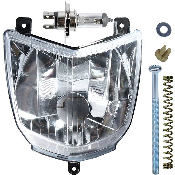 Bloco globo optico farol XTZ250 Lander 2007 a 2018 com lâmpada parafuso regulagem