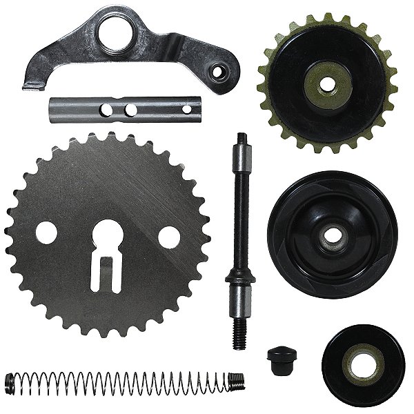 Kit tensor roldana coroa engrenagem corrrente de comando Biz110 Pop110 9 peças