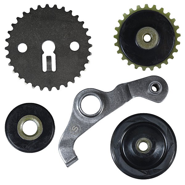 Kit tensor roldana coroa engrenagem corrrente de comando Biz110 Pop110 5 peças