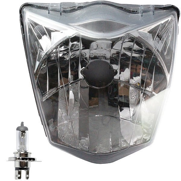 Bloco globo optico farol CG125 CG150 CG160 Fan Titan Start 2014 a 2024 com lâmpada