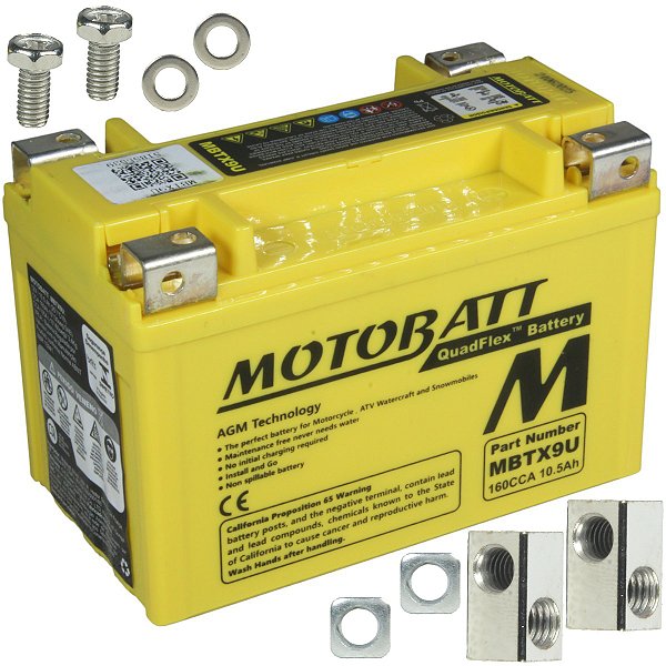 Bateria moto Motobatt AGM MBTX9U CCA160 XTZ1200 Tenere Bandit Hayabusa GSXR ZX6 Ninja300 Shadow CBR600 NC700 CBR CRF100
