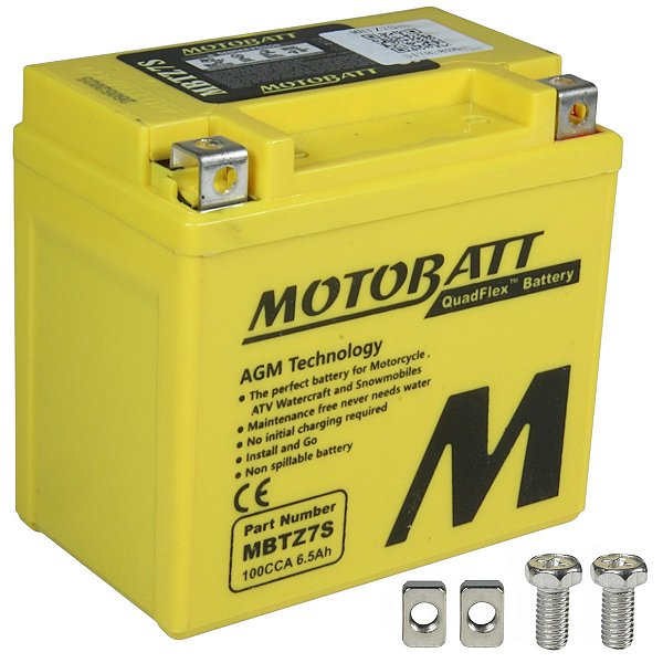 Bateria moto Motobatt AGM MBTZ7S CCA100 CRF230 CRF250 CRF450 CBR1000RR WR250 YZ250 YZ450 TTR230 ZX10 Ninja KLX450