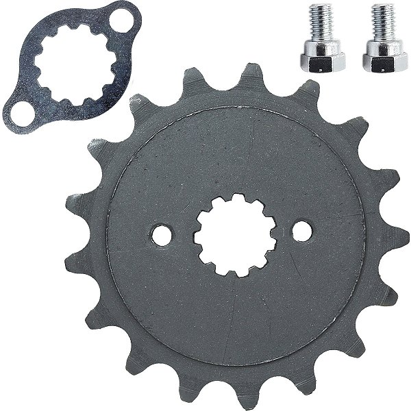 Pinhão de transmissão relação 16 520 CRF250F CB250F CBX250 XR250 Tornado CB300F Twister XRE300 Sahara trava parafuso