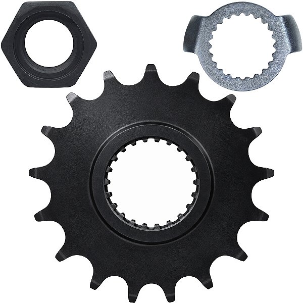 Pinhão de transmissão relação 17 dentes 428 YS250 FZ250 Fazer 2006 em diante XTZ250 Lander 2007 a 2008 com porca e trava