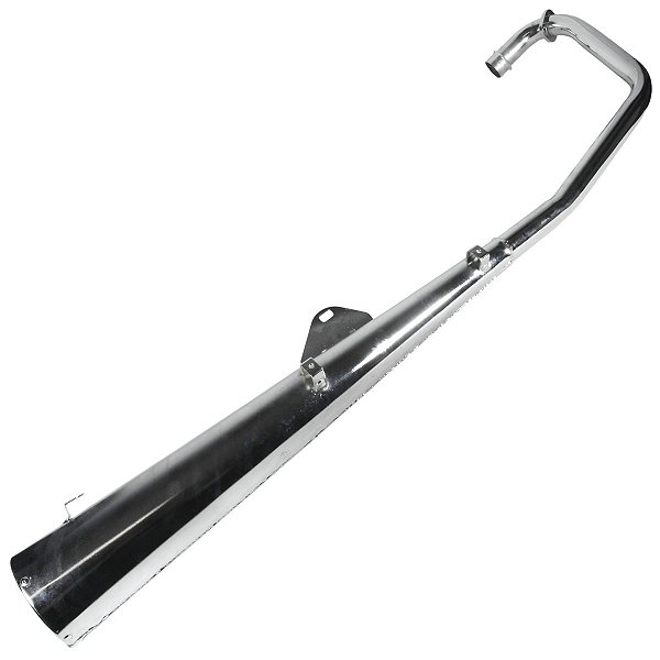 Escape escapamento descarga cromado esportivo estralador CG150 Titan ESD 2004 a 2008 com bacalhau modelo latinha