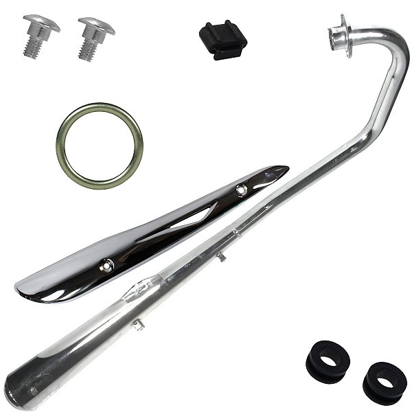 Escape escapamento descarga cromado esportivo estralador CG150 Titan ESD 2004 a 2008 com bacalhau modelo turuna proteção