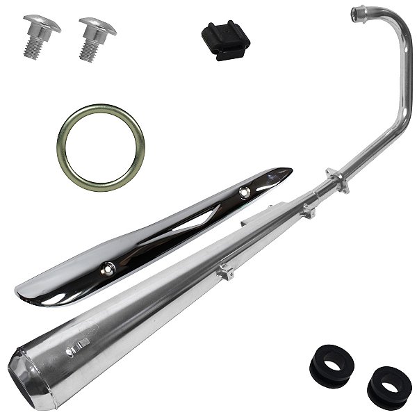 Escape escapamento descarga cromado esportivo estralador CG150 Titan ES KS 2004 a 2008 modelo turuna proteção